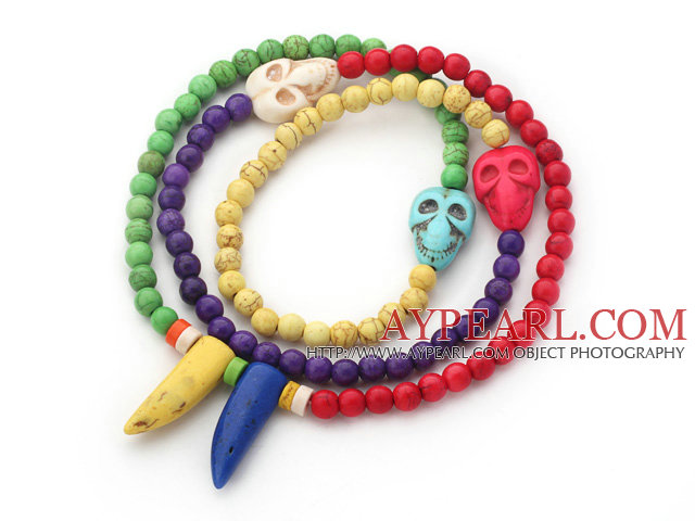 Blandade Multi Color färgade Turquoise 4 Times Wrap Bracelet (Kan också vara halsband)