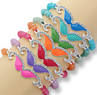 7 Pieces Acrylic Elastic Bangle Bracelet with Moustache Rhinestone Acccessories ( Random Color)