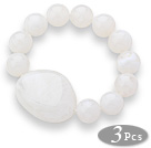 3 Deler Hvit Round akryl Beaded Stretch Bangle Armbånd