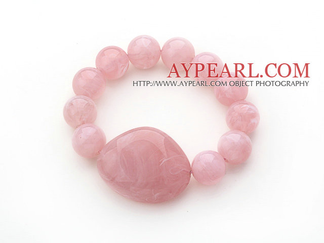 3 stycken rosa runda akryl pärlstav Stretch Bangle Armband