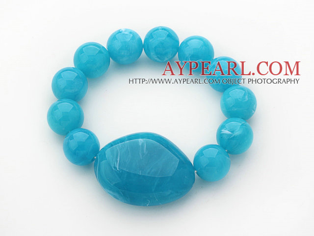 3 Stück Blue Color Acryl Runde Perlen Stretch-Armband-Armbänder