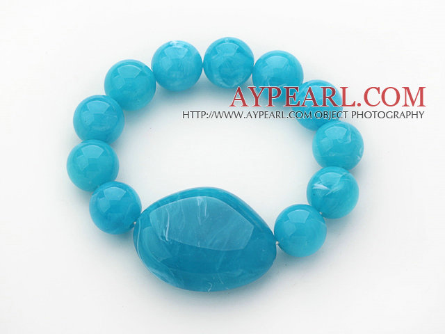 3 pièces bleu acrylique ronde de couleur perles bracelets bracelet extensible