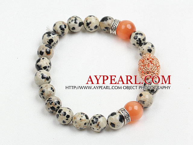 Retro Color Spots Stone And Cats Eye Stone Beaded Stretch / Elastic Bracelet