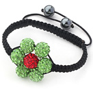 2013 Summer New Design Apple Green and Red Rhinestone Flower Adjustable Drawstring Bracelet