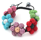 2013 Summer New Design Multi Color Rhinestone Flower Adjustable Drawstring Bracelet