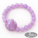 3 Pieces Violet Color Acrylic Stretch Bangle Bracelet (Total 3 Pieces)