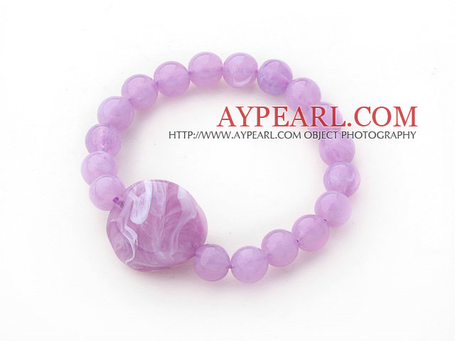 3 Pieces Violet Color Acrylic Stretch Bangle Bracelet (Total 3 Pieces)