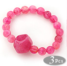 3 Stykker Hop rosa akryl strekk Bangle armbånd (totalt 3 stk)