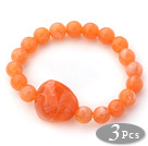 3 Pièces couleur Orange Bracelet extensible acrylique Bracelet (totales 3 pièces)