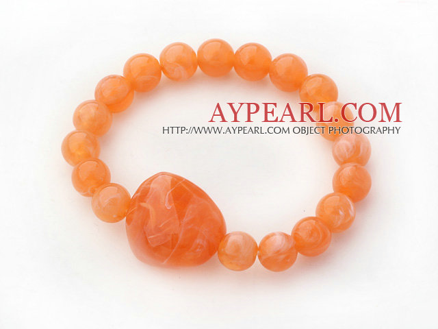 3 Pieces Orange Color Acrylic Stretch Bangle Bracelet (Total 3 Pieces)