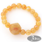 3 Pieces Light Yellow Color Acrylic Stretch Bangle Bracelet (Total 3 Pieces)