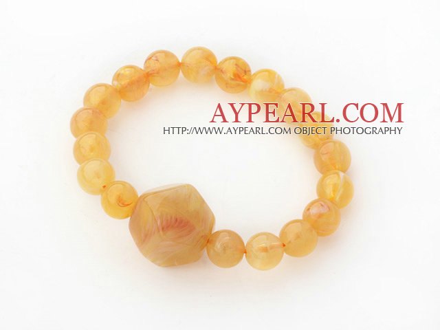 3 Pièces clair Bracelet Bracelet extensible acrylique de couleur jaune (totales 3 pièces)