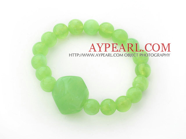 3 Pieces Apple Green Color Acrylic Stretch Bangle Bracelet (Total 3 Pieces)
