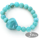 3 Pieces Lake Blue Acrylic Stretch Bangle Bracelet (Total 3 Pieces)