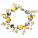 Wholesale Vintage Style Bright Citrine Tibet Silver Ball Charm Bracelet With Toggle Clasp