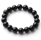 Wholesale Classic Design Single Strand A Grade 10mm Round Black Agate Beads Elastic Braceelt