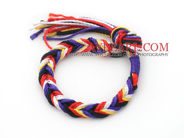 Simple Style Multi Color Thread Adjustable Woven Wish Bracelet