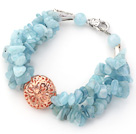 Light Blue Series Aquamarine puces bracelet avec Golden Rose boule de couleur