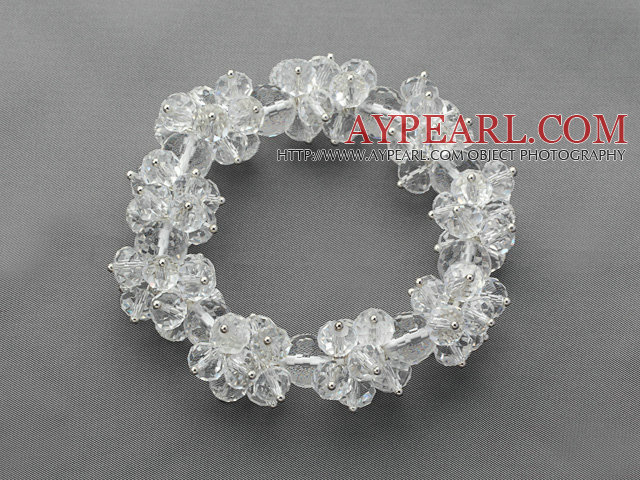 Vit Serie Fasett 8-10mm Clear Crystal Stretch Bracelet