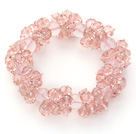 Pink Series Faceted 8-10mm Pink Crystal and Rose Quartz Stretch Bracelet