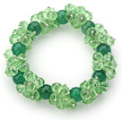 Green Series Faceted 8-10mm Green Crystal and Green Agate Stretch Bracelet