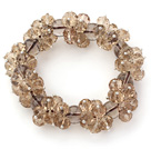 Wholesale Champagne Color Faceted 8-10mm Crystal and Smoky Quartz Stretch Bracelet