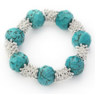 Fashion Style turquoise à facettes et métal Spacer Accessoires Bracelet extensible