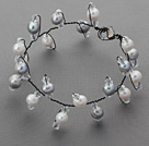 2013 Summer New Design Gray and White Freshwater Pearl and Clear Crystal Bridal Bracelet