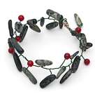 Red Coral og Green Black Color Branch Shape indisk Agate Wire Heklet armbånd