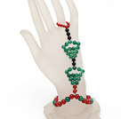 2013 Christmas Design Green Agate and Carnelian Wire Wrapped Hand Bracelet