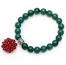 2013 Christmas Design Round Green Agate Stretch Bracelet with Carnelian Beaded Ball