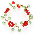 2013 Christmas Design Red and Green Crystal Crocheted Bracelet