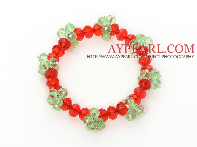2014 Christmas Design Red and Green Crystal Stretch Bracelet