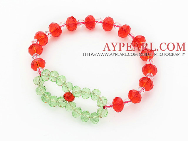 2013 Jul Design Red Crystal och grönt Crystal Stretch Bracelet