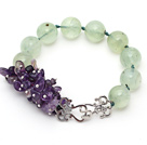 Neues Design sortiert Runde Prehnit und Amethyst Armband geknotet