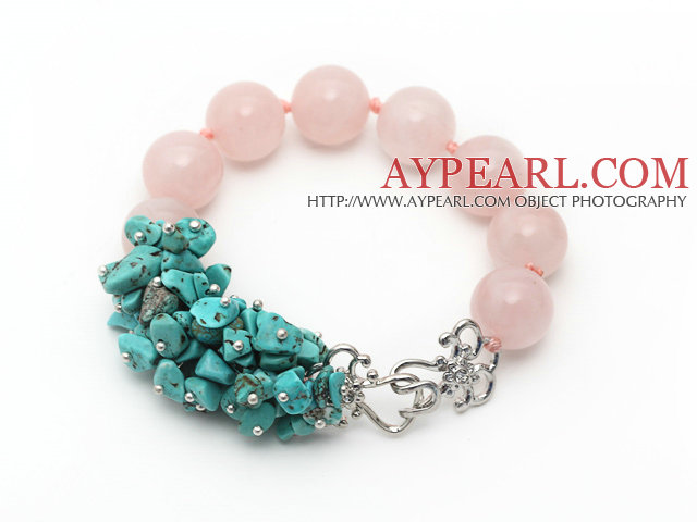 Nouveau cycle de conception de Rose éclats de quartz et turquoise bracelet noué