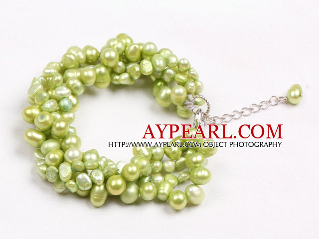 Fashion Multi Strand Natural Yellow Green makeanveden helmen rannerengas