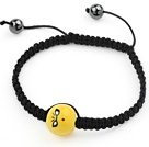 Simple Design Cool Porcelain Beads and Hematite Beads Adjustable Drawstring Bracelet