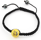 Simple Design Lovely Porcelain Beads and Hematite Beads Adjustable Drawstring Bracelet