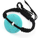 Simple Design Donut Shape Turquoise Adjustable Drawstring Bracelet
