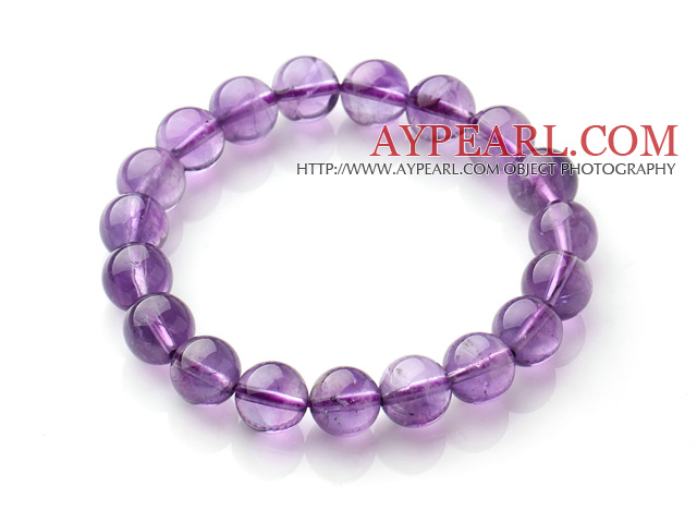 2014 Popular Style A Grade Natural Round 10mm Amethyst Elastic Bracelet