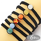 6 Pieces Round Multi Color Weathering Agate and Hematite Beads Adjustable Drawstring Bracelets ( Random Color )