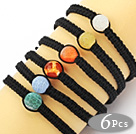 6 pièces rondes Multi Color Agate intempéries et perles d'hématite Bracelet cordon réglable (couleur aléatoire )