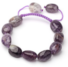 Assortert Filet Uregelmessig Shape Amethyst Knyttet justerbar snor armbånd