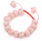 Assorted Fillet Irregular Shape Rose Quartz Knotted Adjustable Drawstring Bracelet