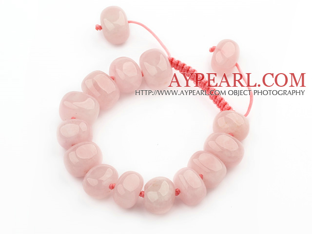 Assorted Fillet Irregular Shape Rose Quartz Knotted Adjustable Drawstring Bracelet