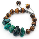 Assorted Round Tiger Eye and Phoenix Knotted Adjustable Drawstring Bracelet