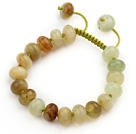 Marquise Shape Three Colored Jade Knotted Adjustable Drawstring Bracelet