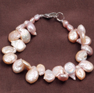 Mote Natural Pirple Ferskvann Button Pearl Bracelet