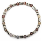 beau rond gris persan agate et argent tibet bracelet de charme de perles